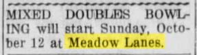 Crossroads Family Fun Center (Meadow Lanes, Homer Lanes) - Oct 1963